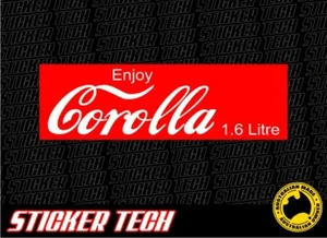 ENJOY COROLLA 1.6 LITRE COKE STICKER DECAL TO SUIT TOYOTA AE82 AE86 SPRINTER - Picture 1 of 1