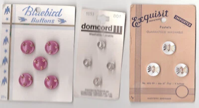 3  Vintage cards of GLASS BUTTONS ON ORINGAL CARDS  1/2 In. - Image 1 of 3