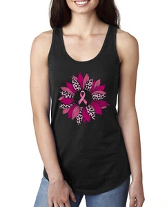 Top sin mangas rosa con estampado de guepardo cáncer de mama clavel flor damas Racerback - Imagen 1 de 8