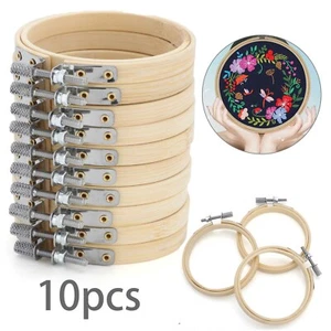 10pcs Wooden Embroidery Hoops Bamboo Circle Cross Stitch Hoop Tools - Picture 1 of 11
