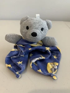 Sleep On It Lovey Baby Blanket Bear Plush Knotted Corners Blue Moon Bunnies 7x7 - Picture 1 of 8