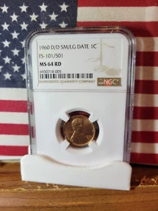1960-D Lincoln Cent **NGC @ MS 64 RD** SM/LG Date "FS 101/501 **Fresh Grade** - Picture 1 of 5