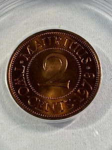1978 Mauritius 2 Cents Graded MS 66 RD by ANACS - Picture 1 of 4