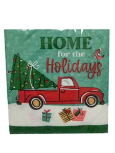 Christmas Cars Trucks 16 Ct Beverage Cocktail Napkins Home For The Holidays - Picture 1 of 2