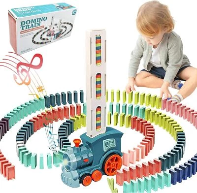 Domino Train Toy Set for Kids 120 Pcs Automatic Dominoes Blocks Birthday Gift 3+ - Image 1 of 4