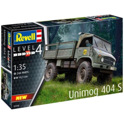 REVELL 1:35 KIT MEZZO MILITARE UNIMOG 404 S  LUNGHEZZA 14,3 cm  244 PEZZI  03348 - Immagine 1 di 4