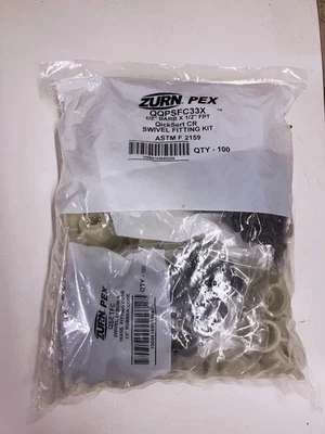 (100) Zurn Pex QQPSFC33X  1/2" Pex x 1/2" FPT Female NPT Swivel Adapter Poly - Image 1 of 4