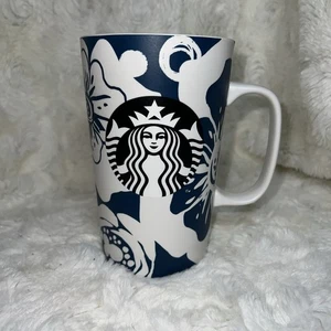 Starbucks Hawaii Aloha Blue Floral Hibiskusblüte Keramik Kaffeebecher Tasse 16 oz - Bild 1 von 13