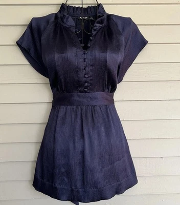 De Colección Y2K Años 90 Azul Marino Satinado Babydoll Top Talla Pequeña Camisa Hada Capricho Foto 1 de 4