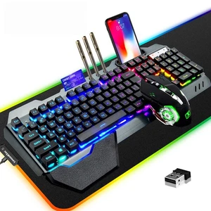 Kit de mouse y mouse con teclado inalámbrico para juegos, 3 en 1 RGB retroiluminado recargable... - Imagen 1 de 6