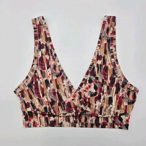 Anthropologie Bra Womens Small Medium Pink Beige Red Abstract Print - Picture 1 of 9