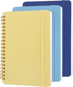 Spiral Notebook 3 PCS Piccolo 5X7 Quaderni Prendere Appunti, Schema Colore Blu Spirale  - Foto 1 di 12
