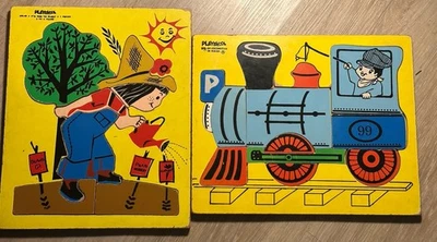 PUZZLES DE MADERA PLAYSKOOL DE COLECCIÓN (2) ES DIVERTIDO PLANTAR TRENES LOCOMOTORAS AGRÍCOLAS Foto 1 de 4