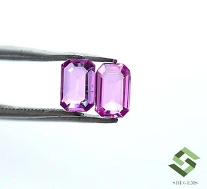 6x4 mm Natural Pink Sapphire Octagon Cut Pair 0.87 CTS Certified Loose Gemstones - Picture 1 of 7