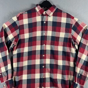 Red Head Flannel Shirt Mens Large Tall LT Red Blue Plaid Button Down Long Sleeve - Picture 1 of 9