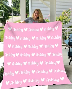 Personalized Cozy Heart Name Blanket- Perfect Gift for Christmas & Birthdays - Picture 1 of 10
