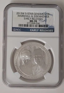 2013W 5-STAR GENERQAL $1 EARLY RELEASES COIN NGC MS70 SKU 3773399-030 - Picture 1 of 2