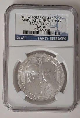 2013W 5-STAR GENERQAL $1 EARLY RELEASES COIN NGC MS70 SKU 3773399-030 - Image 1 of 2