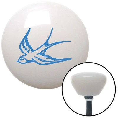 Blue Swallow White Retro Shift Knob w/ M16x1.5 Insert Shifter Auto Manual Brody - Image 1 of 4