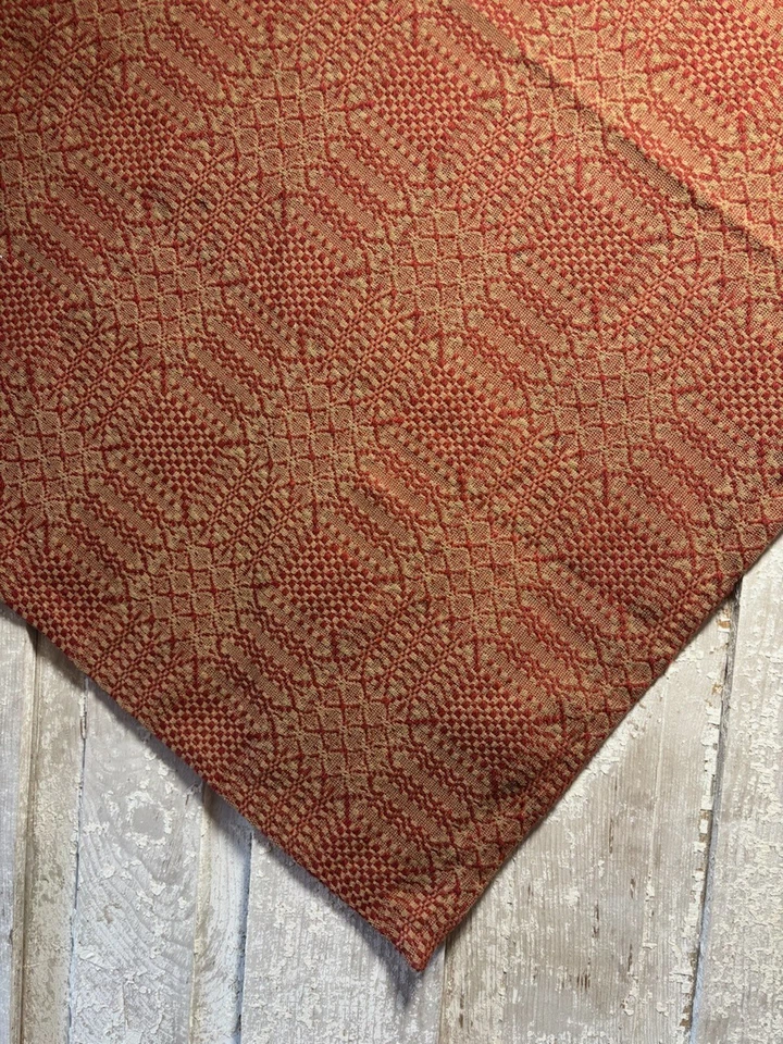 New Primitive WOVEN RED TABLE SQUARE COVERLET TABLECLOTH Topper 34" - Image 1 of 1