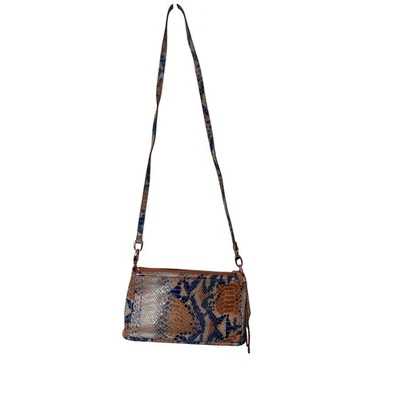 Bolso Bandolera de Cuero HOBO Darcy Piel de Serpiente Azul Naranja ¡Excelente! Correa extra Foto 1 de 4