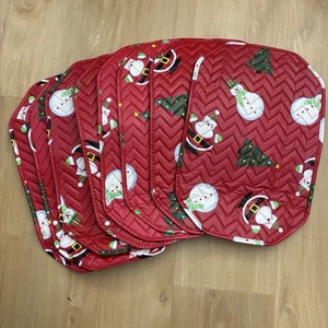 Vintage Weihnachten Urlaub gesteppte Vinyl Tischsets (8) Santa Schneemann rot - Bild 1 von 8