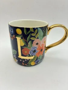 Anthropologie /Rifle Paper Garden Party Monogram Tea Coffee Mug “L” Replacement - Picture 1 of 11