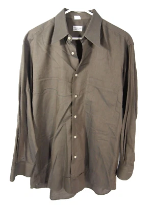 Vtg Lorenzo Uomo Mens Shirt L Made in Italy Brown Textured Long Sleeve Button - Image 1 of 4