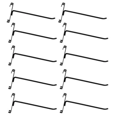10 Pc GLOSS BLACK 8" Long Gridwall Hooks Grid Panel Display Wire Metal Hanger - Image 1 of 2