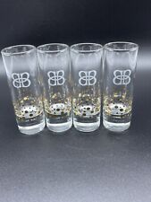 Set of 4 Bailey's Irish Cream 4" Tall Shot Glasses Gold Confetti Dots "BB" 2 Oz.