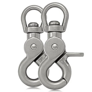 Scheren-Karabiner Haken mit Dreh-Gelenk für Hunde-Leine, 2er SET, Silber Matt - Bild 1 von 2