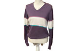 Tail Sweater Women Medium Purple White Vintage 80's Made USA Long Sleeve
