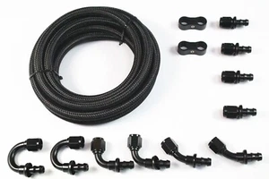 20ft 6/8/10/12AN Braided CPE Fuel Oil Line & 10PCS Push Lock Hose Fittings Black - Picture 1 of 6