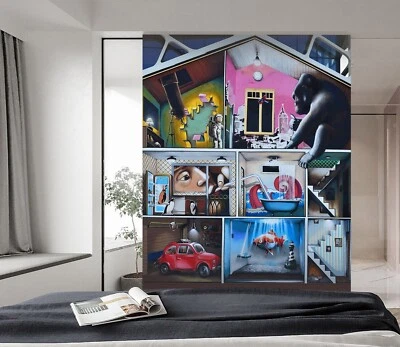 3D мультфильм автомобиля фото ZHUB1081 обои настенная роспись съемный самоклеящийся Ann - Изображение 1 из 4