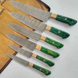 6Pcs CUSTOM MADE DAMASCUS Steel CHEF/KITCHEN KNIVES SET With Roll Bag 1067 - Imagen 1 de 5