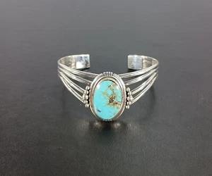Native America Navajo Sterling Silver Turquoise Bracelet Cuff By Harold Becenti - Picture 1 of 10