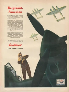 1942 Lockheed Aircrafts Be Proud America Leadership Hudson Bombers Print Ad - Picture 1 of 1