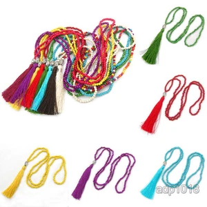 Howlite Turquoise Beads Buddha Head Charm Tassel Necklace - Picture 1 of 19