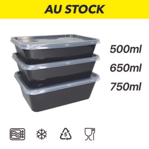 Black Take away Plastic Rectangle Food Containers 500,650,750ml Food Grade NEW - Picture 1 of 4