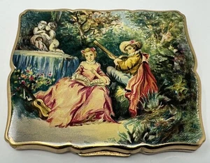 VTG Stratton Powder Makup Compact Gold Mirror Summer Lovers Floral Garden RARE!! - Picture 1 of 24