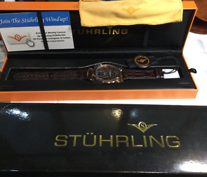 Stuhrling Original Watch Rose Gold Tone With Genuine Leather Band. 3720