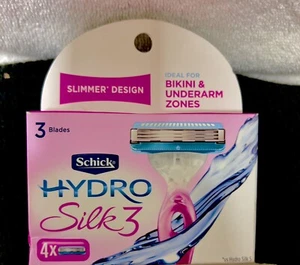 Nuova confezione mai aperta Schick Hydro Silk 3 lamette rasoio ricariche per donna, 4 pezzi - Foto 1 di 2