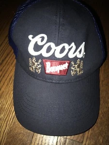 COORS BANQUET BEER Trucker Hat Snapback Adjustable Sewn Logo VINTAGE Black - Picture 1 of 5