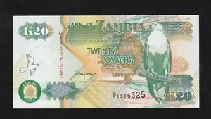 Zambia 20 Kwacha 1992 P 36 b UNC Banknote - Picture 1 of 2
