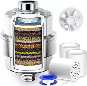 Filtro Doccia 20 Stadi-Soffione Doccia per Acqua Dura, 3 Cartucce Sostituibili - Foto 1 di 8