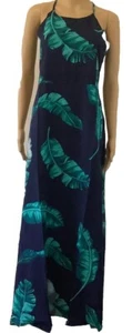 XL Maxi Dress 28 Palms Women's Tropical Hawaiian Shift Banana Leaf Navy - Picture 1 of 11