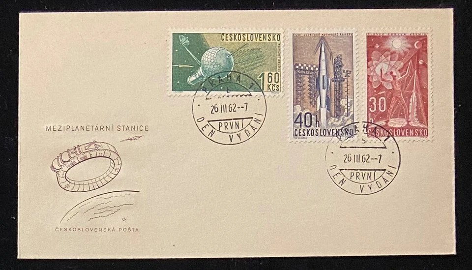 Propaganda stamps SPACE FDC Original Stamped Cover.1962.Soviet Czechoslovakia . - Image 1 of 1