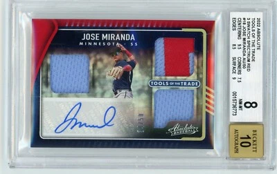 JOSE MIRANDA 2022 Absolute Tools of the Trade RED Patch Auto Rc #4/50 BGS 8 - Image 1 of 2