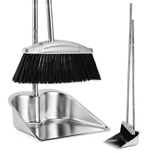 Broom with Dustpan Combo Set 46"Stainless Steel and for Home Heavy Duty Long - Picture 1 of 7