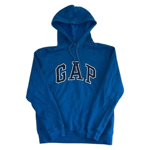 Gap Hoodie Pullover Y2K Big Logo Embroidered Blue Sweatshirt Mens Small - Picture 1 of 7